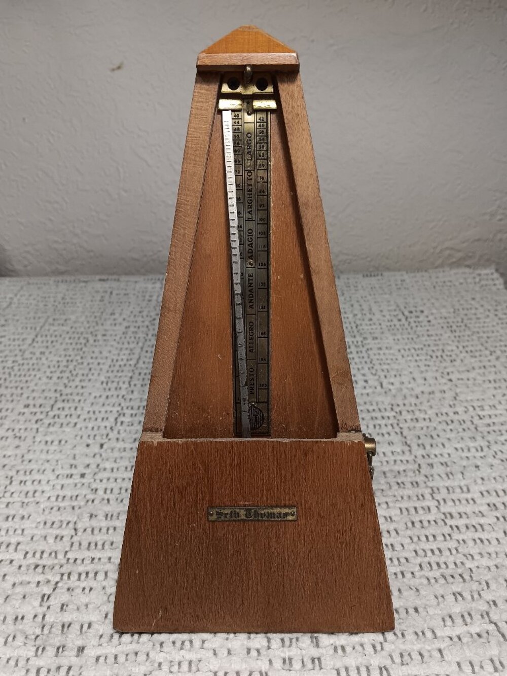 Seth Thomas Maelzel-style mechanical wood wind-up working metronome